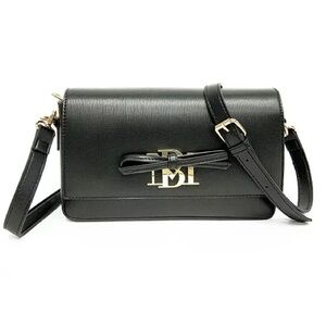 Badgley Mischka Jewel Bow Crossbody Bag Black Gold Logo Satchel NWT